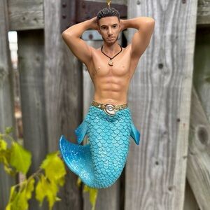 Rare December Diamonds NAUTILUS Merman Ornament 2016 Retired Sexy Nautical￼